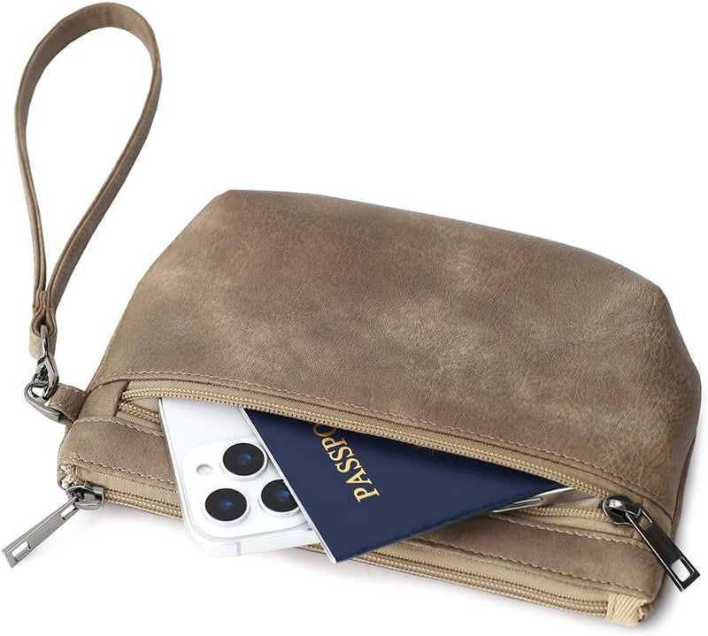 BBORGDC Small Wristlet Wallets for Women, Zip Clutch Bag with Wristlet Pouch, 3-Zipper Original Design - Image 5